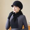 Old Lady Rabbit Fur Warm Knitted Hat Female Mother Plus Fleece Basin Hat Grandma Wind and Cold Scarf Glove Hat