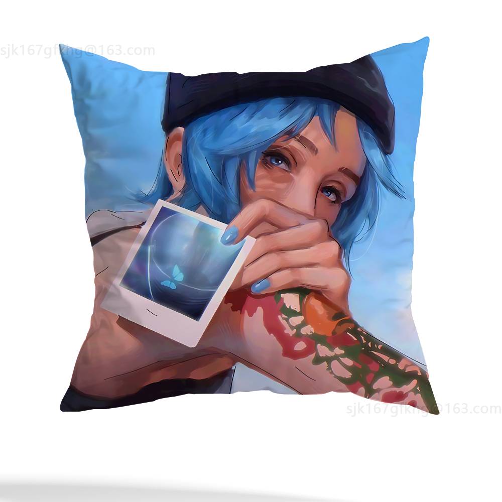 L-Life Is Strange Game Pillow Case Square Double-Sided Printing Short Plush Sofa Cushion Cover Bedroom Bedside Pillow