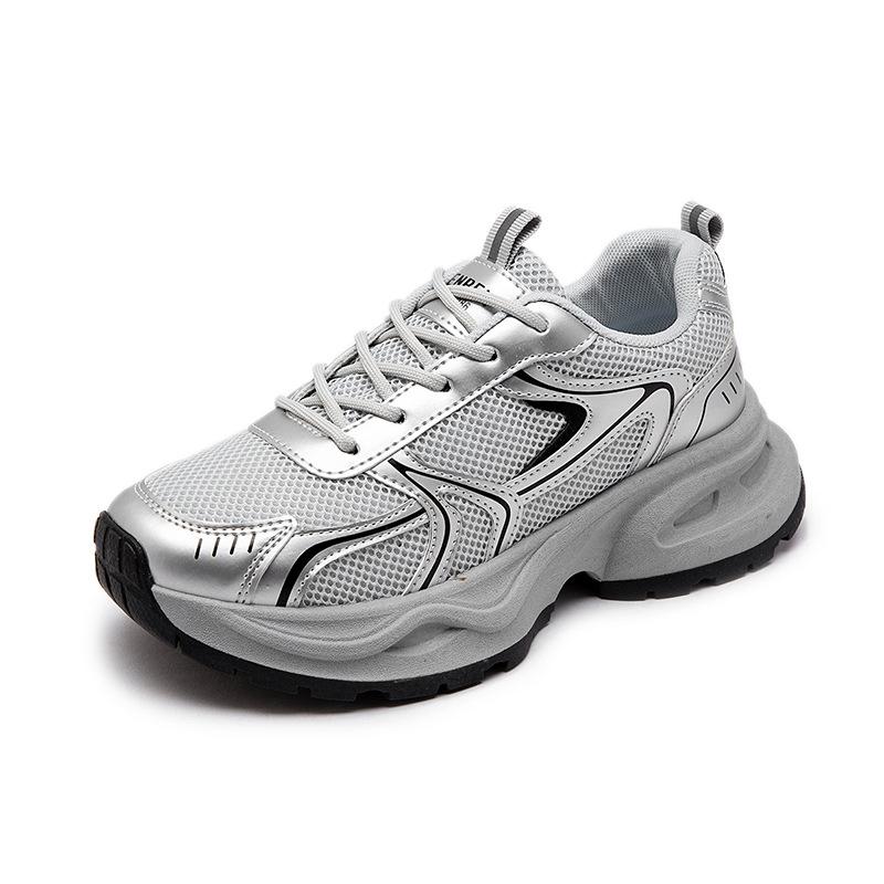 Scarpe da ginnastica da donna con plateau, nuove per la primavera, stile street, rialzanti, con stella argentata, sneakers casual