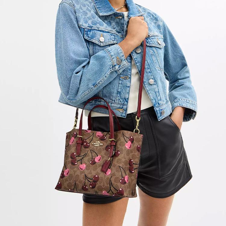 Coach Mollie Cherry Print Coated Canvas Tote Bag Women Tote Brown Multicolor CZ772-IMTAM