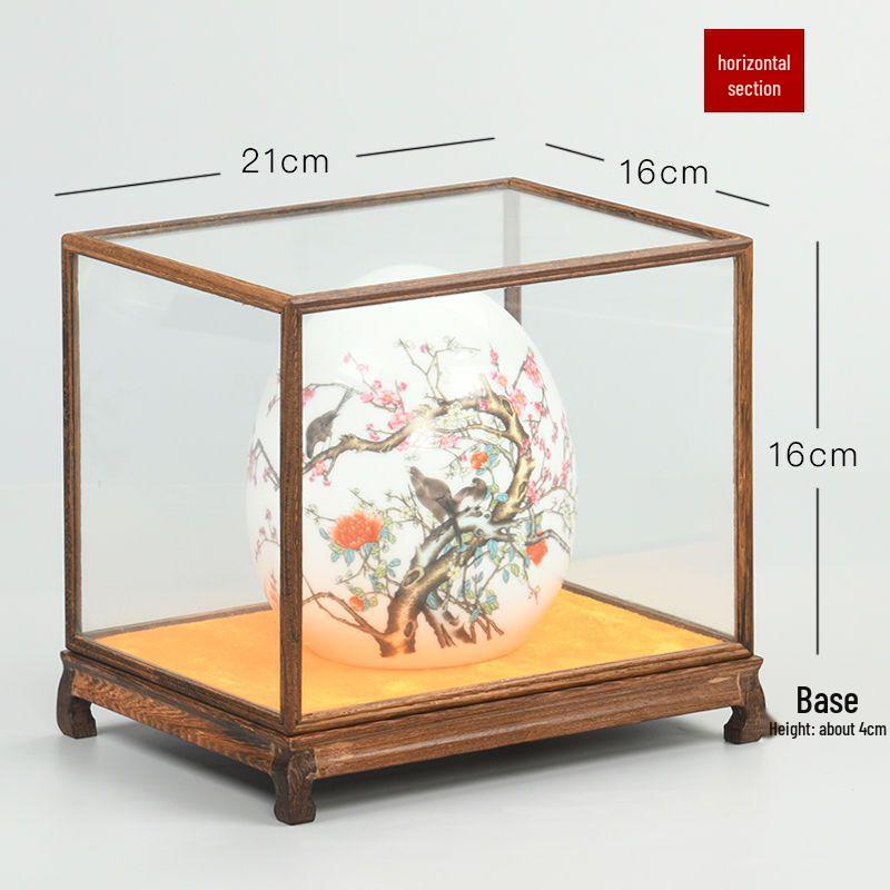 Solid Wood Carved Glass Display Case for Guanyin/Buddha Statue - Dustproof Transparent Cover
