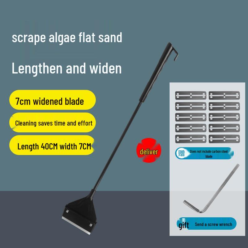 Fish Tank Algae Scraper with Extended Handle – Aquatic Plant and Moss Remover Spatula