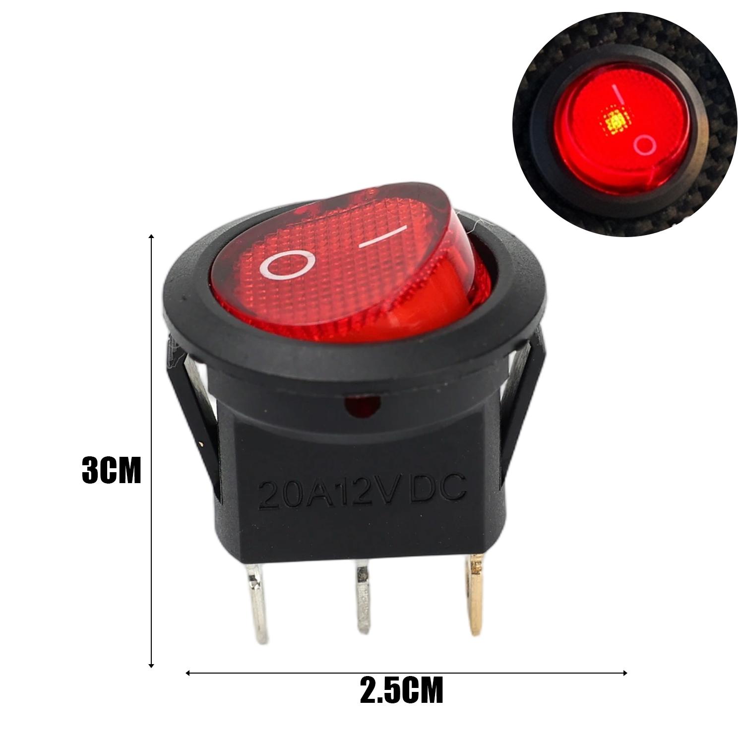 

20mm Round Hole LED Rocker Switch KCD1 12V 20A SPDT Waterproof Marine Equipment Switches for Panel Control Box Boat Car RV