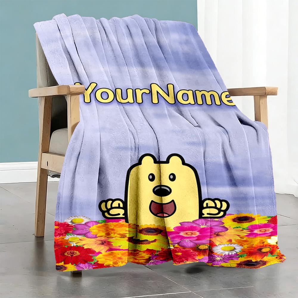 Wow! Wow! Wubbzy Personalized Name Blanket Throw Customizable Blanket Soft Warm Cozy Throw For Seaside Nap Livingroom Picnics Ideal for All Seasons