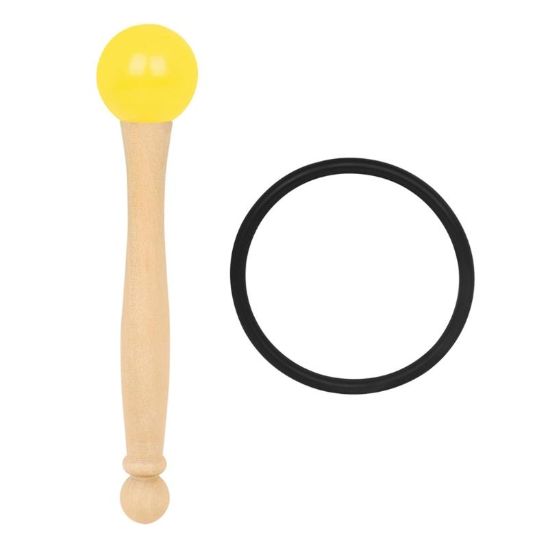 

Набір молоточків для кришталевих співаючих чаш Гумовий молоточок для співаючої чаші з гумовим кільцем та дерев яною ручкою для гри на співаючій чаші жовтий