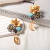 Water Droplet Pendant Pendant Earrings Retro Inlay Flower Earrings  Jewelry Gift