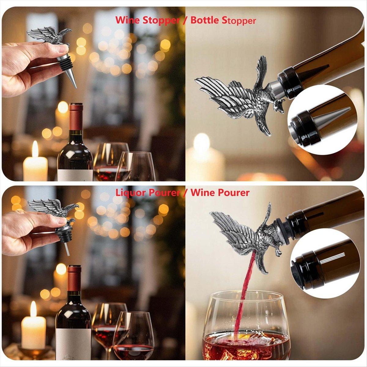 BHBL 2-in-1 Set, 1x Wine Pourer / Liquor Pourer, Metal Wine Stopper/Bottle Stopper with Silicone Seal, Reusable Wine Keeper China Mainland