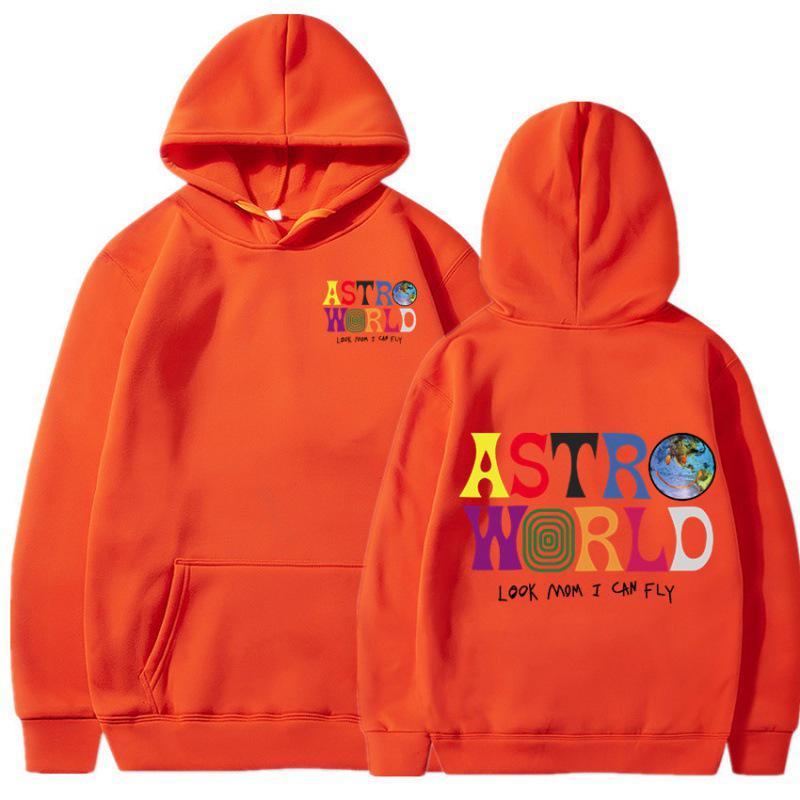 2023 Men's Astro Autumn Solid Color Fleece Hoodie with Trendy Letter Print