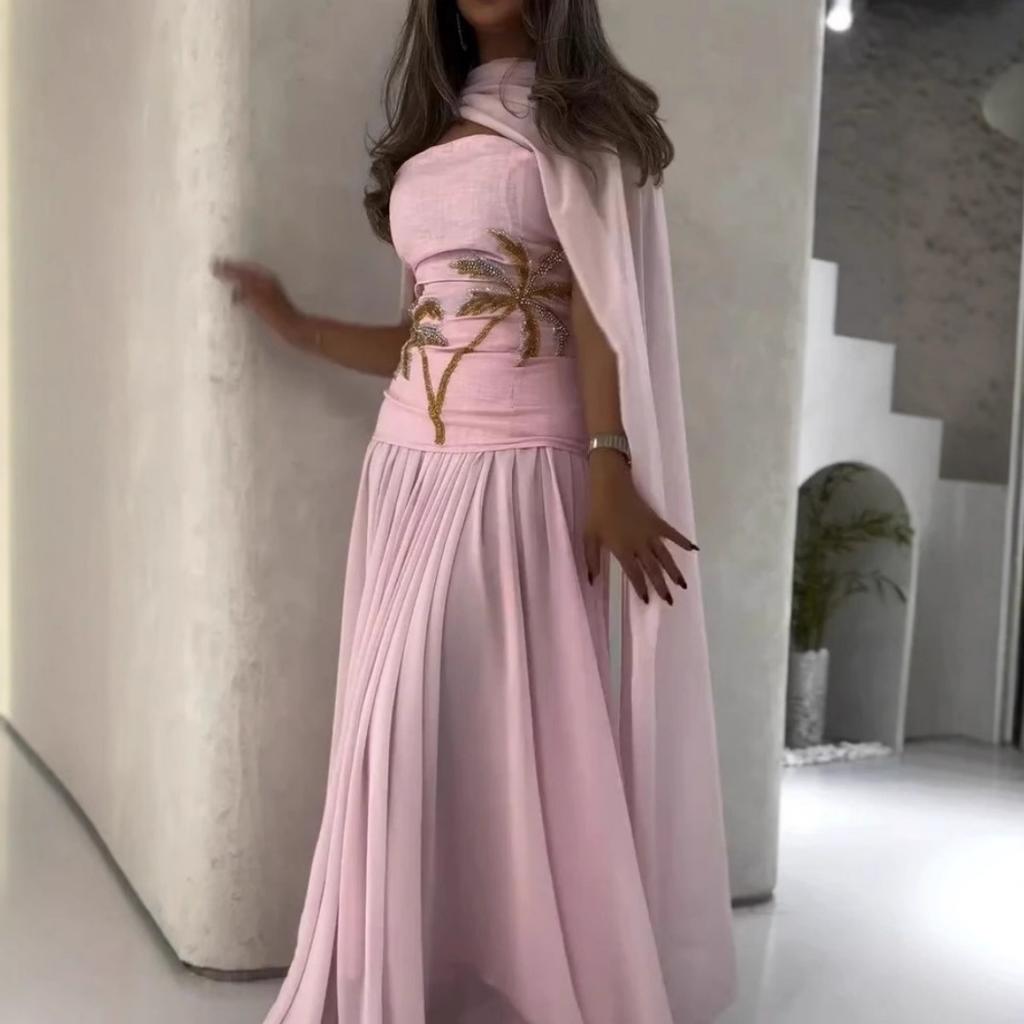 Spring Women's Sexy Chiffon Beaded Cape Evening Gown, European & American Style Formal Dress for Crossborder