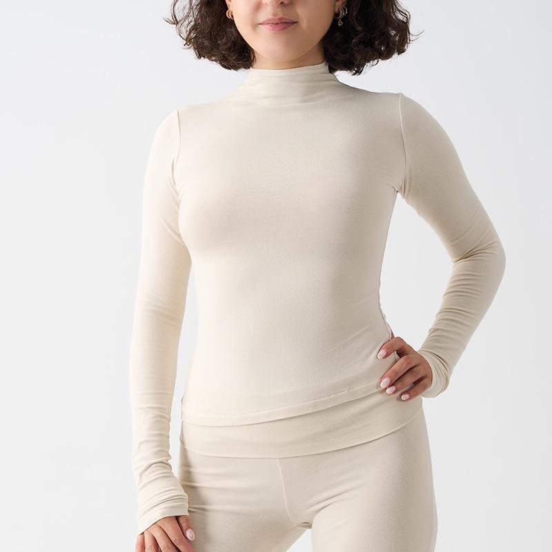 

Women s Cotton Mock Tee Yoga Base Layer Small