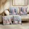 Pink & Grey Christmas Tree Print Pillowcases: Festive Decor for Your Home Sofas, Bedroom Pillow Covers, Holiday Gifts