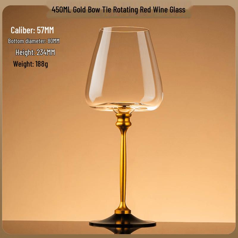 Ming Zhan Xuan Crystal Rotatable Wine Glass with Red Stem