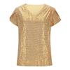 Women's Sequined Beaded V-neck Short-sleeved T-shirt