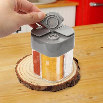 4-in-1 Gewürzdose mit Deckel Transparenter Gewürzspender 4-Gramm Outdoor-Kochen Grillen Salz Tragbare geteilte Gewürzbox