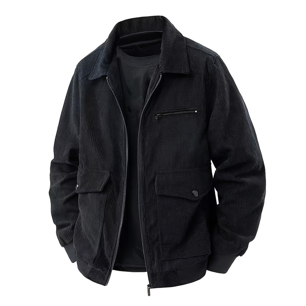 Fashionable Casual Corduroy Lapel Top Long Sleeve Men's Jacket