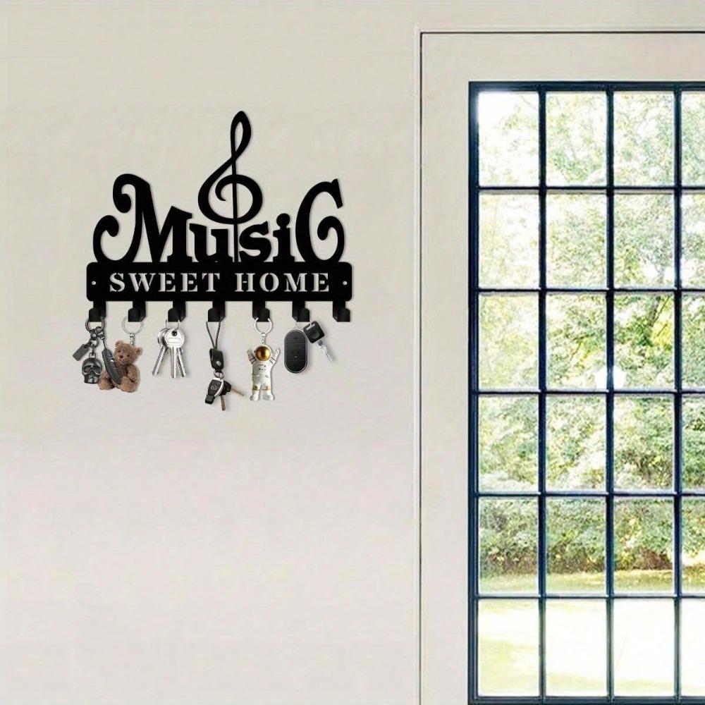 Bohemian Style Metal Key Hook 9.84 Inch Music Theme Wall Organizer for Clothing Hat Office Kitchen Bathroom Decor