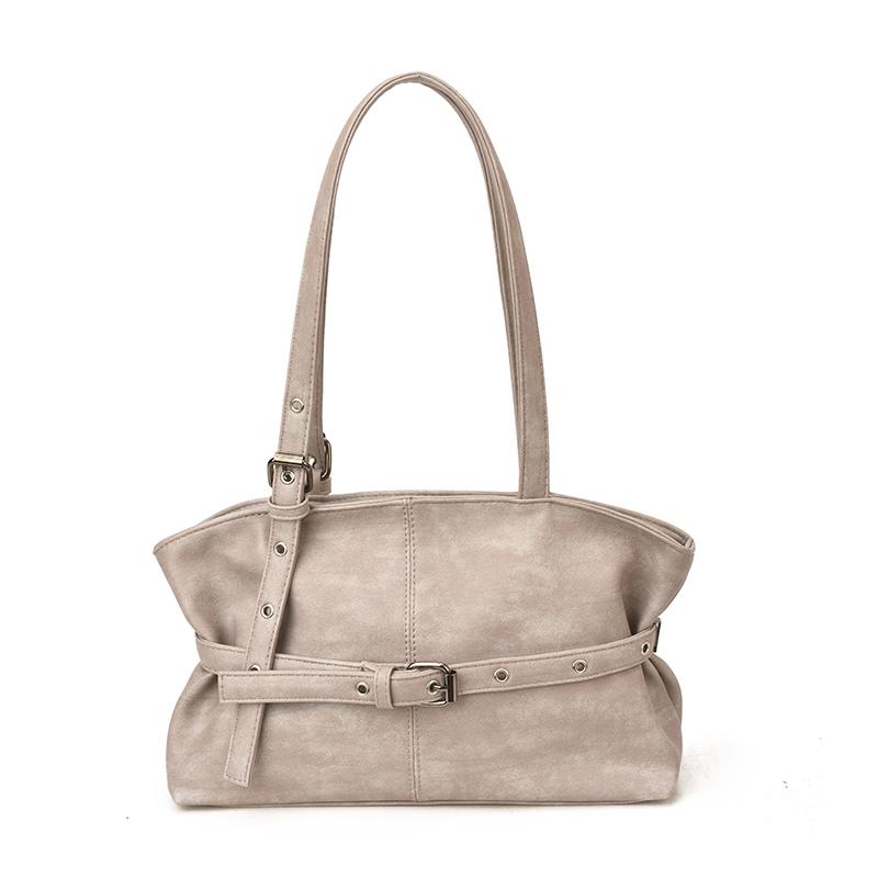 Faux Leather Tote Bag for Women with Belt Detail Fashion Shoulder Handbag Casual Everyday Use