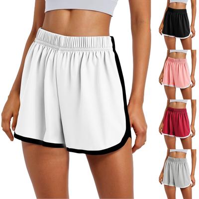 Damen Sportshorts Lässige, lockere Shorts mit einfarbiger elastischer Taille