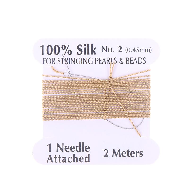 2# 0.45Mm 10Szt./Worek Ręcznie Robiony 100% Naturalny Jedwabny Sznurek Lina Z Nawlekaną Jedwabną Nicią Igła Końcówka Jedwab Do Tworzenia Biżuterii DIY