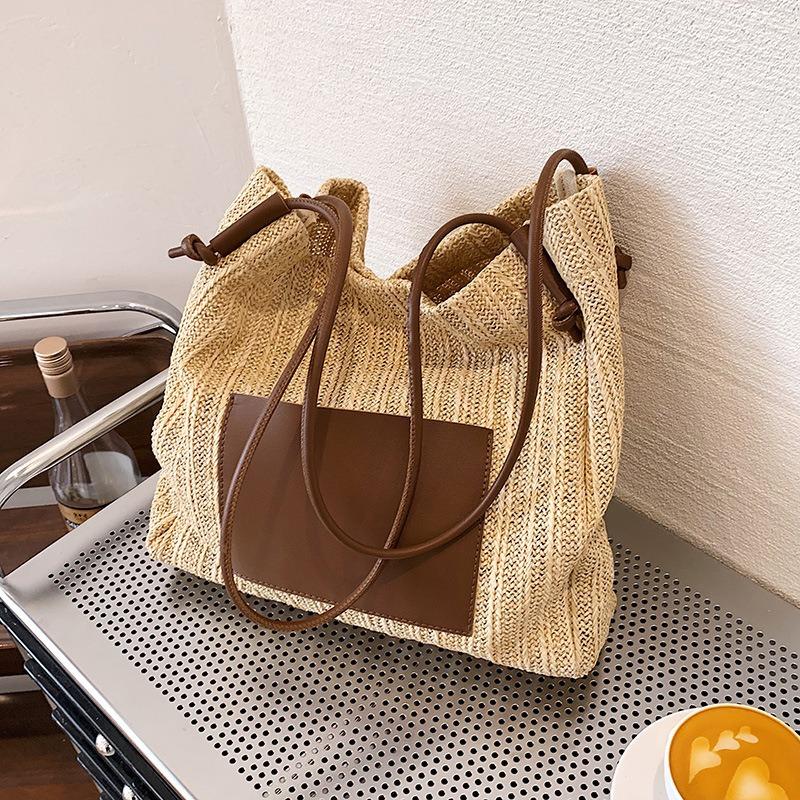 Straw Bag for Women New Summer Trend Versatile Ins Style Straw Bag Fashionable Shoulder Large Capacity Tote Bag