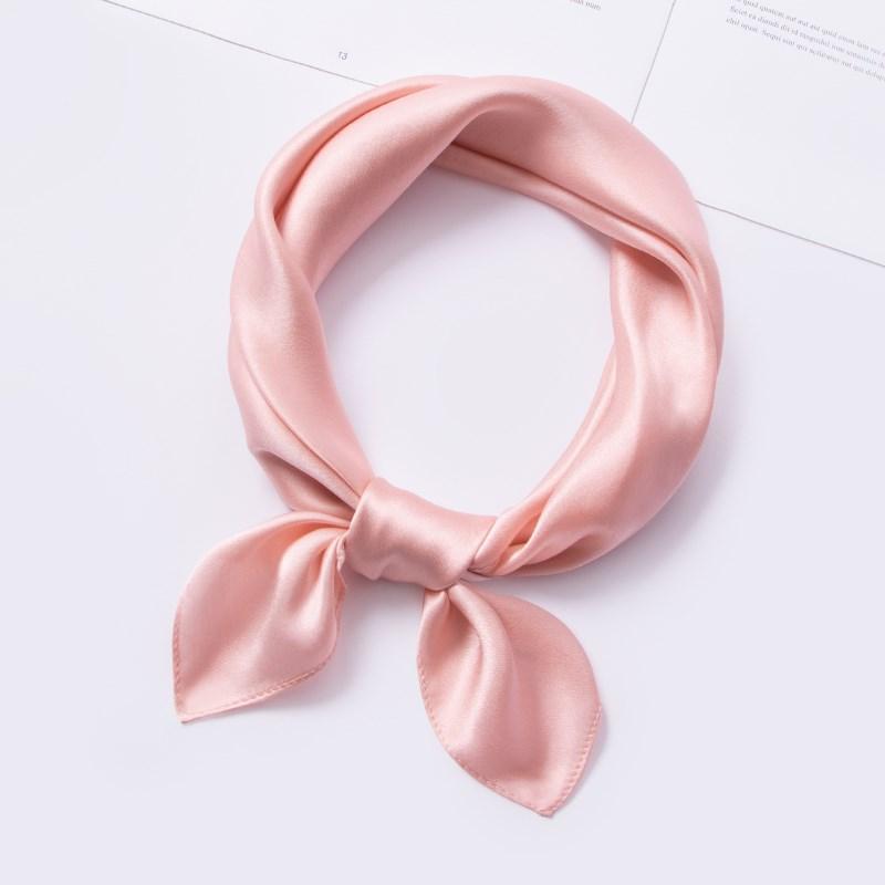 100% Silk Square Scarf  Women Solid Color Small Hangzhou Real Silk Bandana Luxury Neckscarf Pure Silk Satin Head Scarf 53X53CM