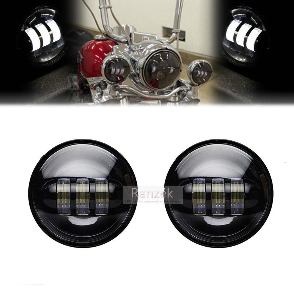 Ranzek LED Passing Light Auxiliary Bulb for Fog Lamps Motorcycle Projector Spot Driving Lamp Headlight 4.5inch (Black)