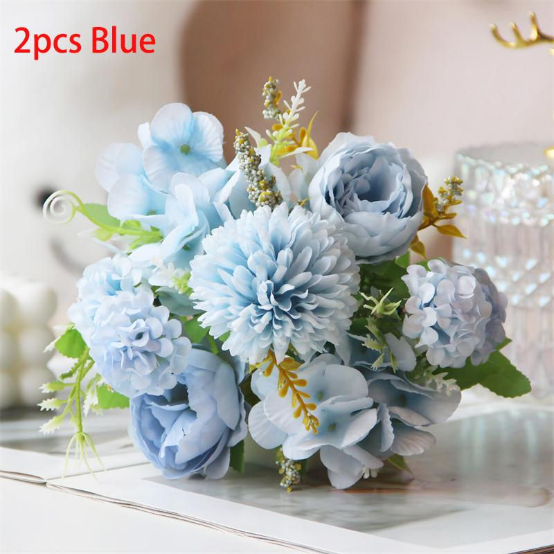 Artificial bouquet, finished high-end 7-head European-style colorful peony flower arrangement, suitable for home decoration, wedding DIY