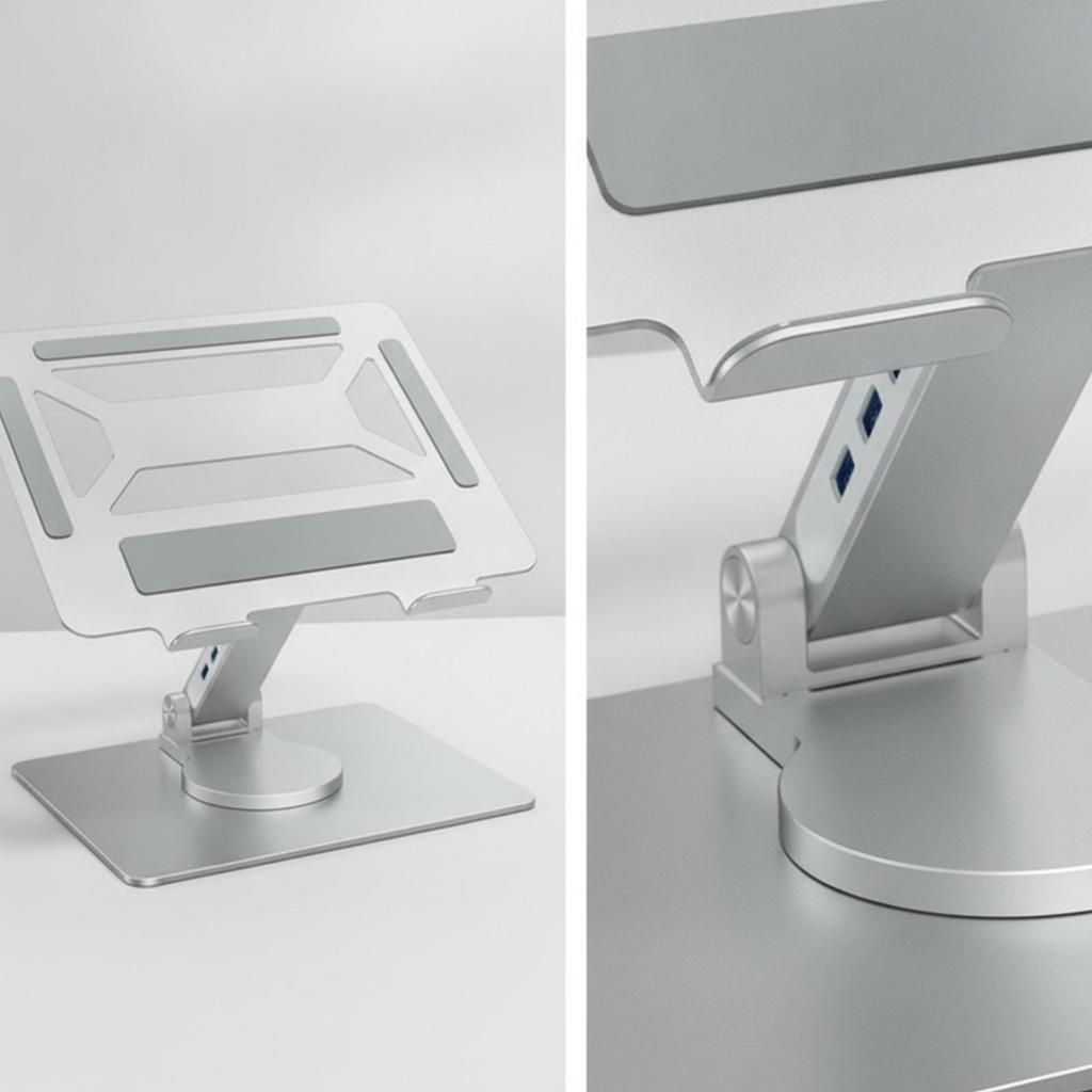 Laptop Stand with Docking Station Adjustable Riser Rotating Base Swivel Notebook