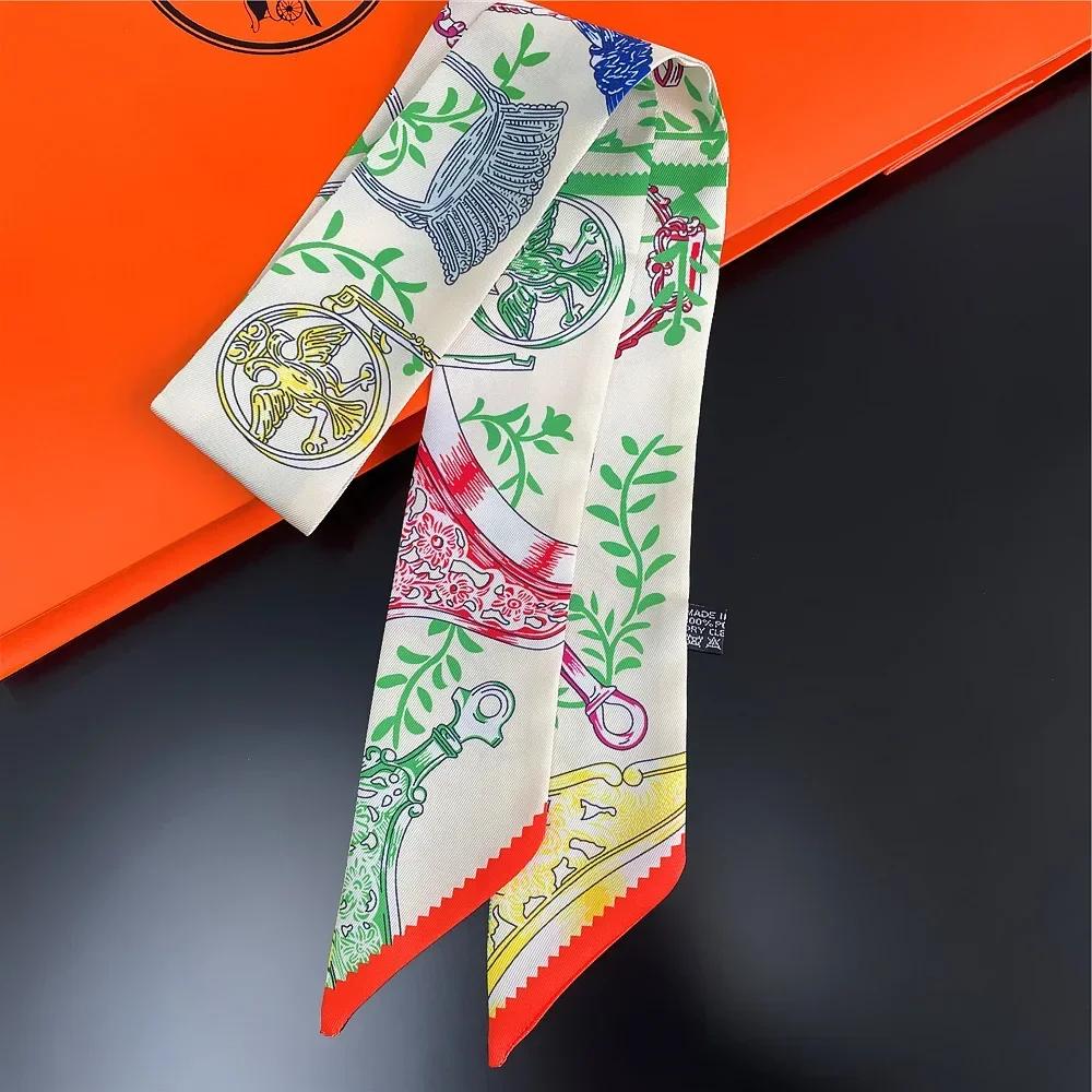 Long Lady Bag Silk Scarf Skinny Neck Hair Scarfs For Women Band Headwear Handbag Tie Ribbons  New Handle Wraps Summer