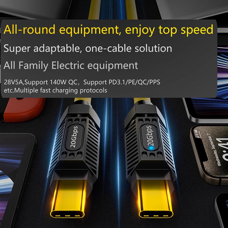 

1.8m Spring Cable 20Gbps Data Transmission 8K 60Hz 140W USB3.2 Type-C Cord