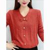 Stylish V-Neck Long-Sleeve Knit Top for Women - Loose & Slimming, Perfect for Autumn & Spring.