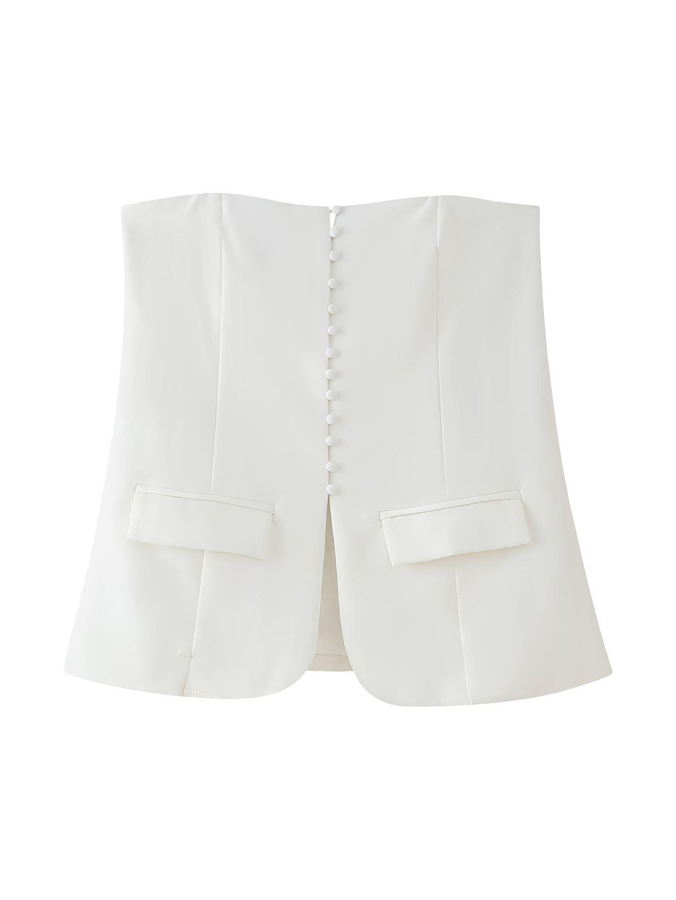 

Женский классический двубортный жилет ZARZ - Европейский и американский стиль моды Large белый