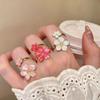 Metal Women Peach Blossom Ring Adjustable Open Jewelry Ring Flower-shaped Ring  Birthday Gift