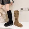 Thick-soled Brown Maillard Boots Women's 2025 New Autumn and Winter Wasteland Wind Heap Boots Tall Knight Boots