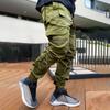 Men Cargo Pants Ankle-banded Reflective Patchwork Multi Pockets Loose Casual Straight Leg