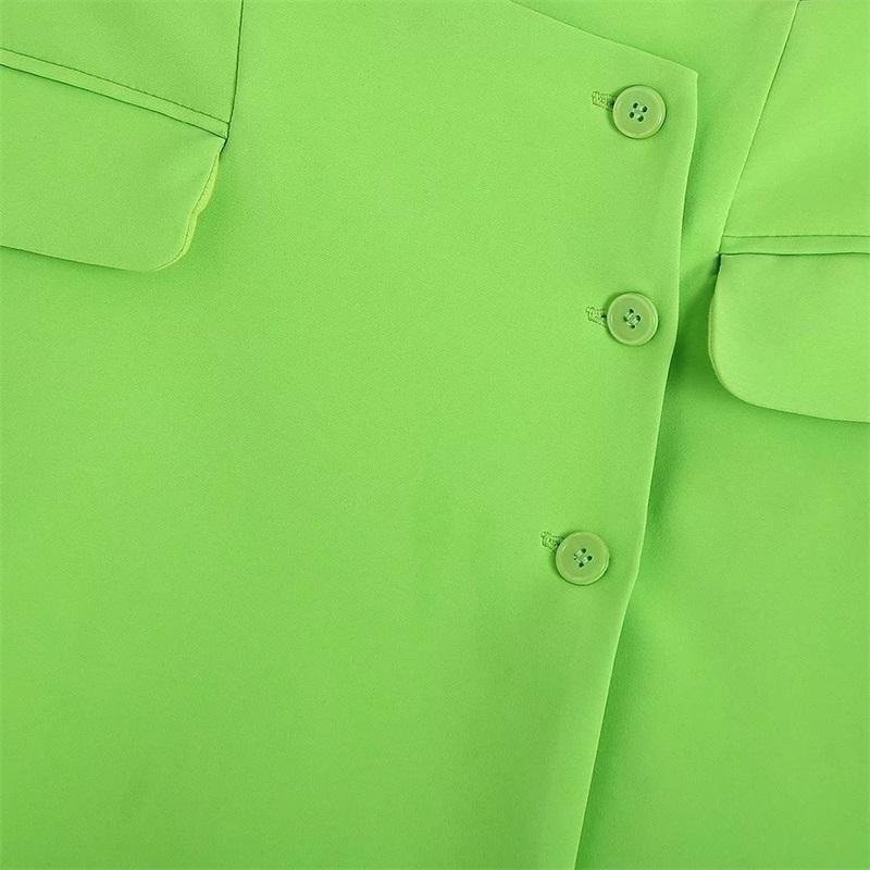 Women Fashion Green With Pockets Fitted Mini Skirt Vintage High Waist Button-Down Female Skirts Mujer Streetwear