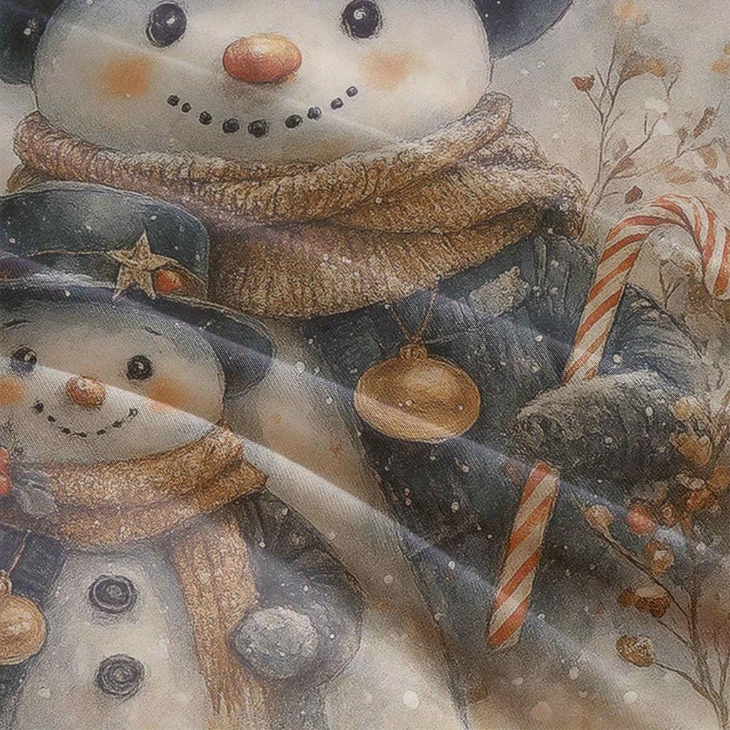 3pcs Festive Snowman Christmas Duvet Cover Set - Cozy Winter Theme with Zipper Closure, Machine Washable Polyester