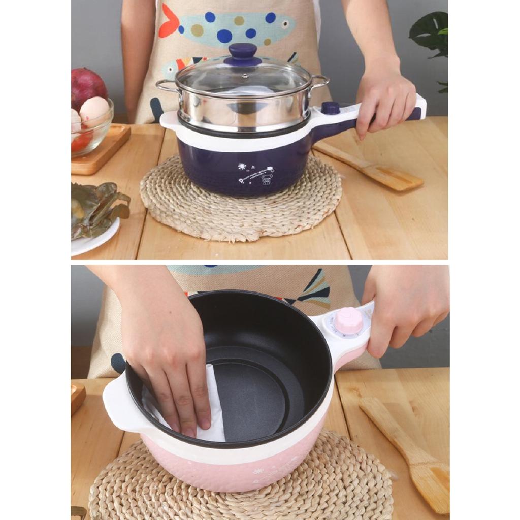 2 Layers 1.6L Electric Mini Non-stick skillet Cooking pot Rice Cooker MultiCookers Portable Food Steamer & 7 Gifts