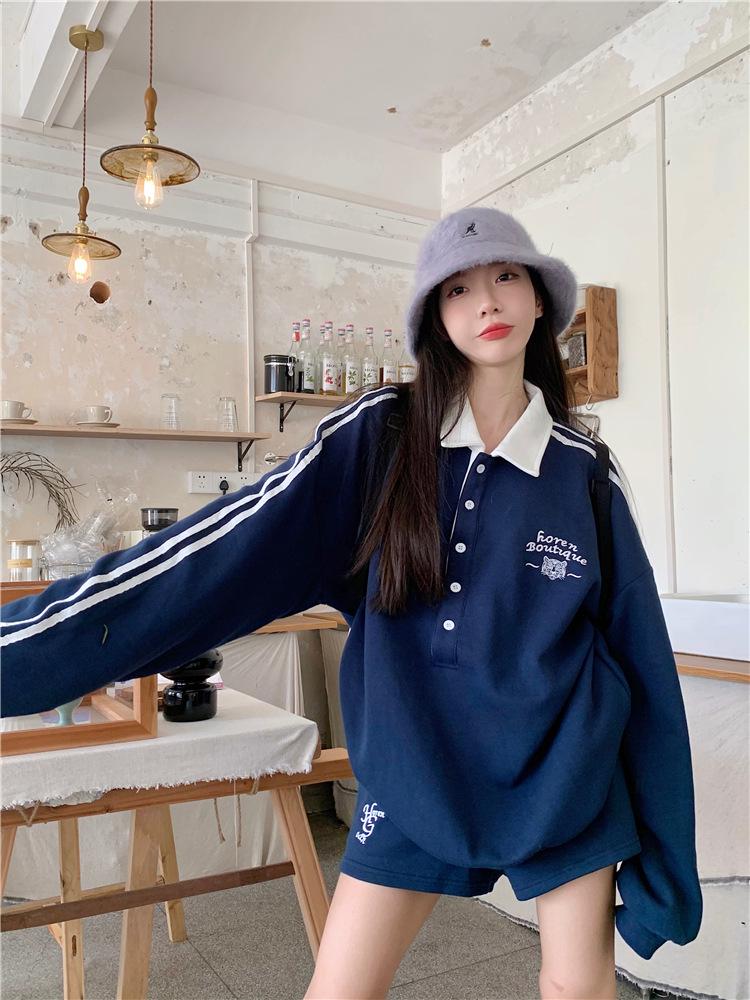 

Ретро Повседневная Куртка-Свитшот Оверсайз для Женщин - Весна/Осень 2025 XL (60-70 kg) темно-синий