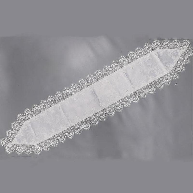 European Style Embroidery Table Runner Solid Color Household Jacquard Cabinet Cover Cloth Satin Lace Fabric Coffee Table Runner