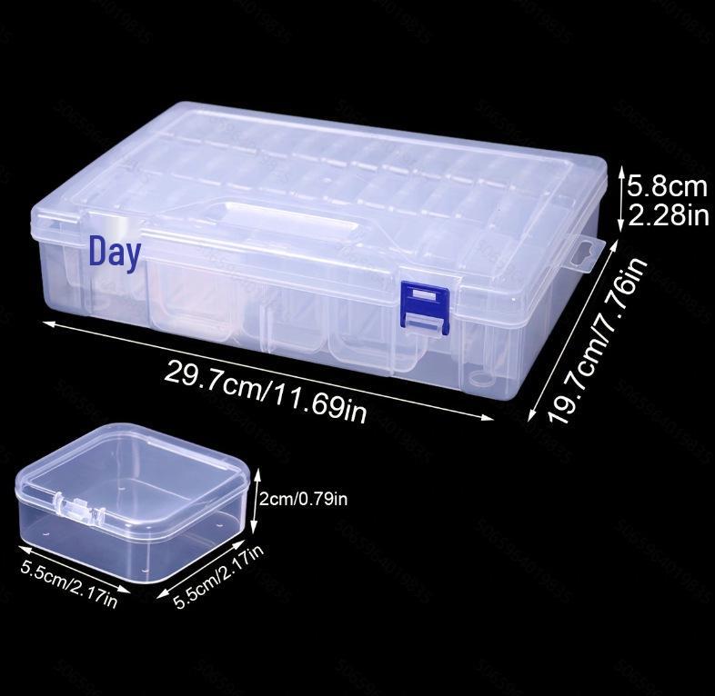 Transparent Bead Compartment Box with Lid for DIY Storage
