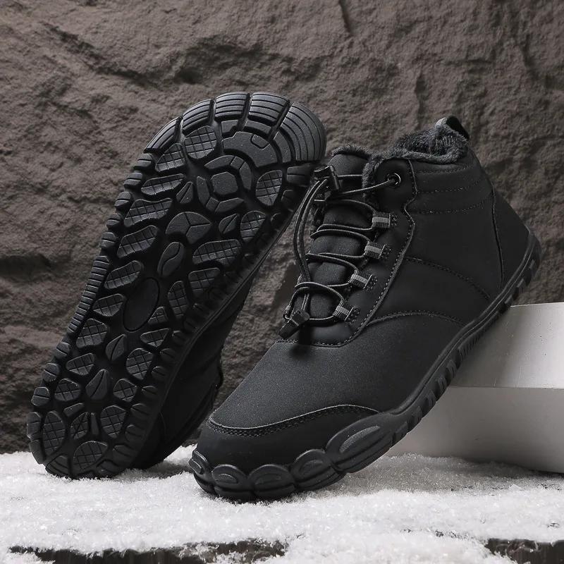 2024 Winter Couple Outdoor Cotton Boots Waterproof Snow Boots Men and Women Large Size Plus Velvet  Mountaineering Hiking Shoes