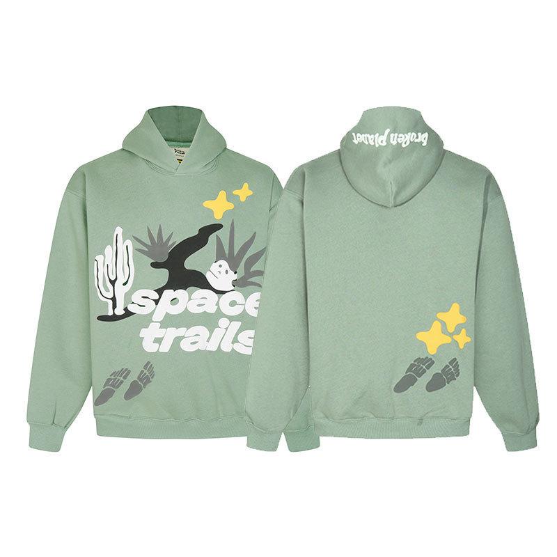 Unisex Broken Planet Print Velvet Hoodie - Trendy & Casual