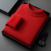 Autumn Winter Warm Mock Collar Sweaters for Men Solid Long-sleeve Fleece Knitted Sweaters Men Casual Thick Pullovers