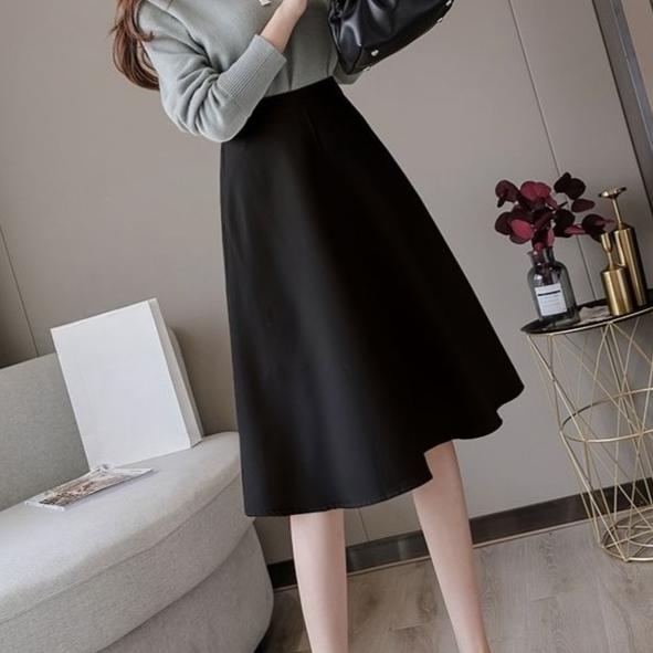 Fustă Retro de Toamnă Iarnă pentru Femei din Piele Suedeză cu Talie Înaltă și Croială Slim Fit Fustă Midi A-Line pentru Femei Fustă Evazată