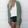 Women's Fashionable Oversized Pocket Cardigan Color Long Sleeve Jacket
