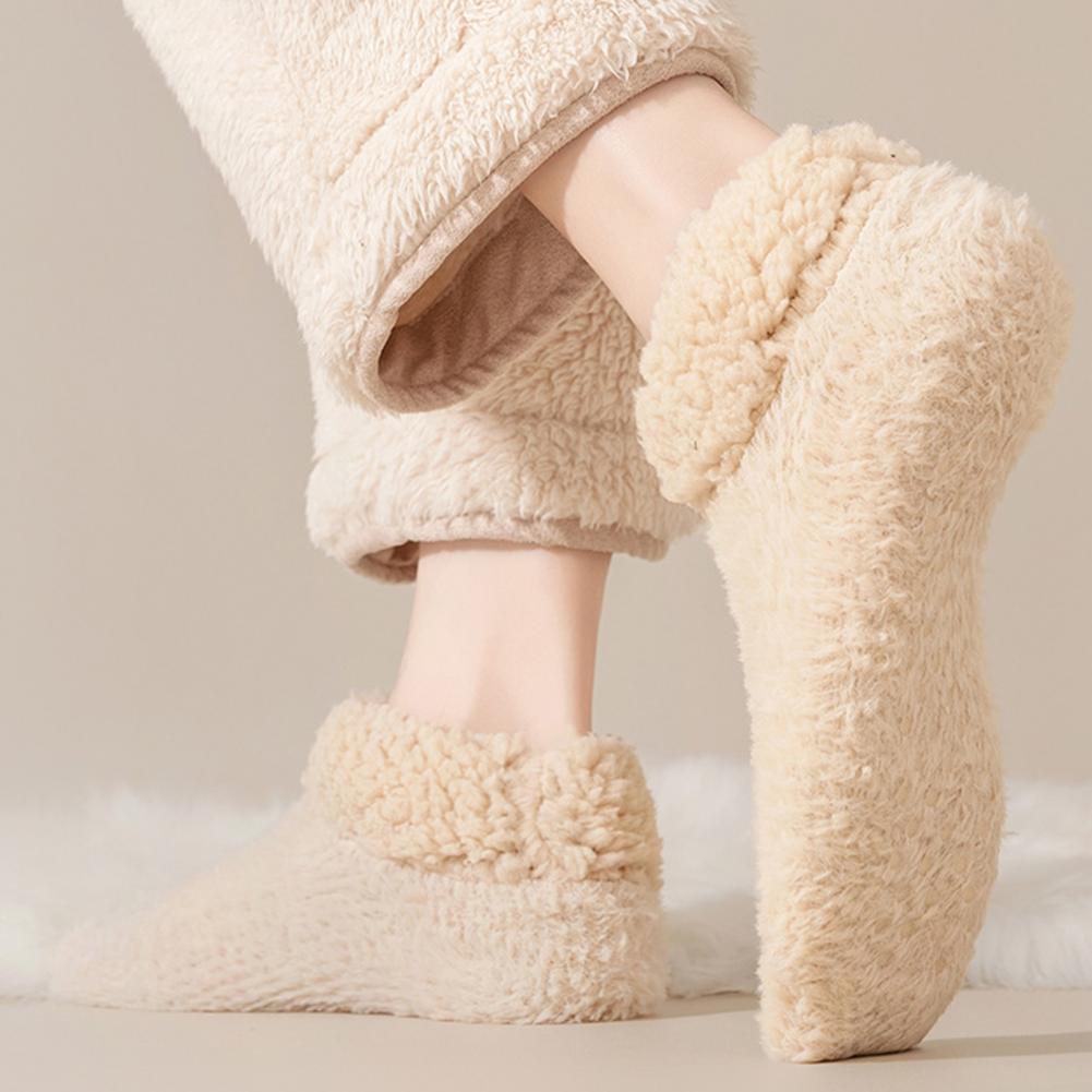 Floor Socks for Women Comfy Mid-tube Socks Cozy Non-slip Fleece Slipper Socks for Women Soft Winter Warm Ankle Fluffy Home Floor