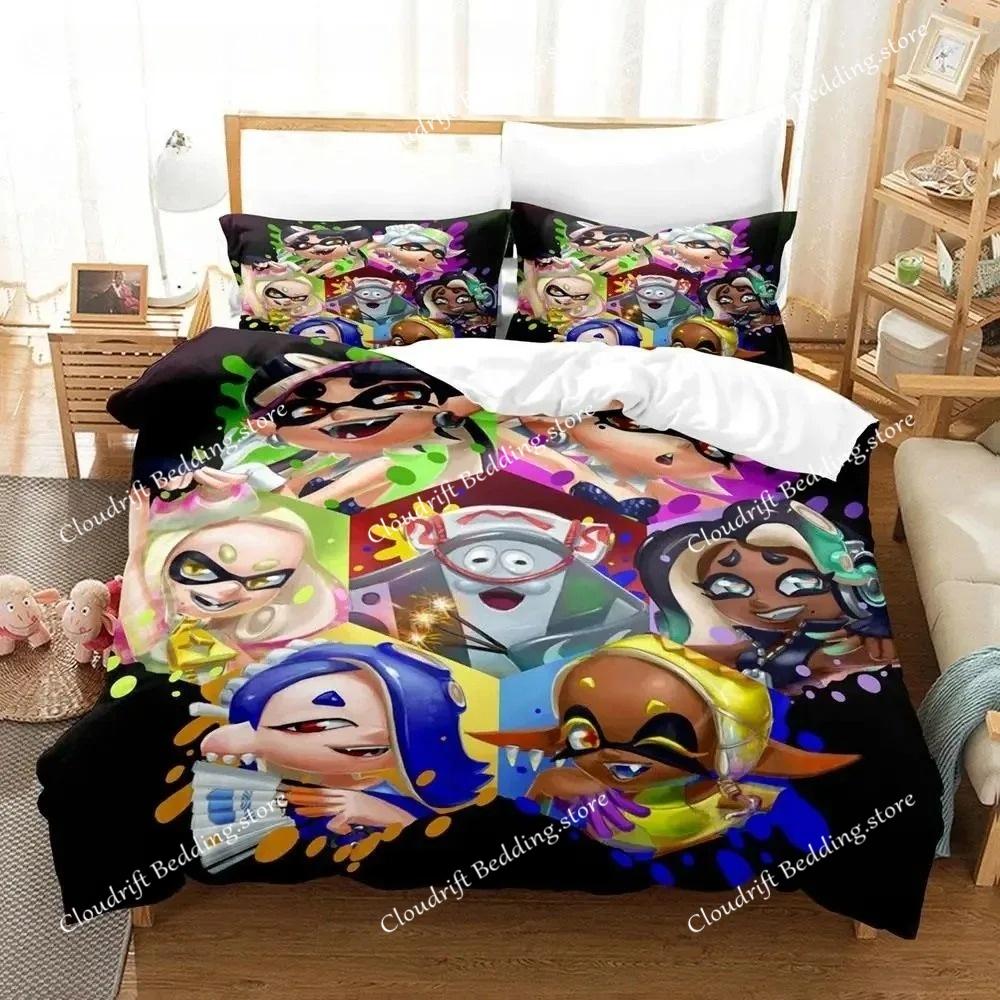 Kawaii Game Splatoon 3 Bedding Set Single Twin Full Queen King Size Bed Set Aldult Boys Bedroom Duvet cover Sets