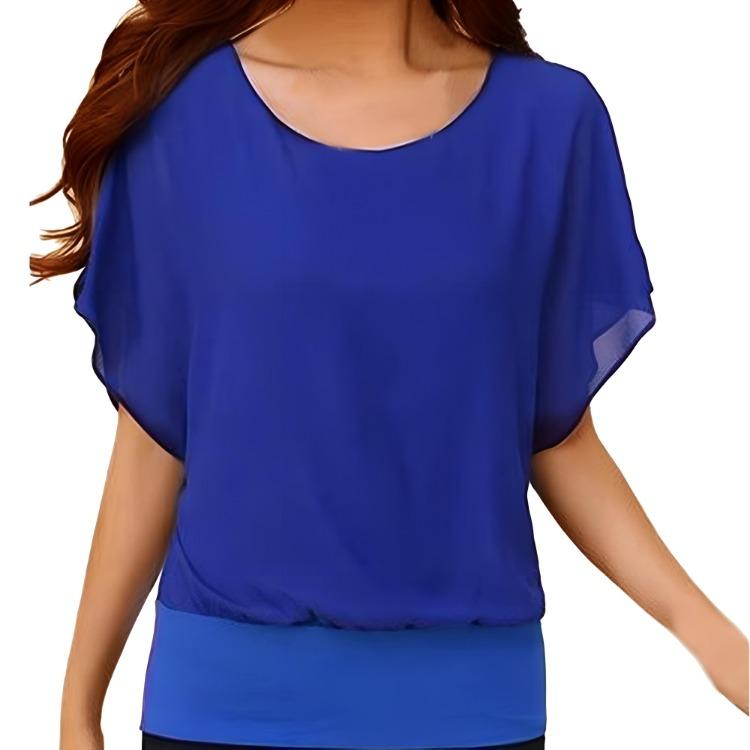 Camicetta in Chiffon Casual Larga Manica a Pipistrello Top Camicie Donna Estate