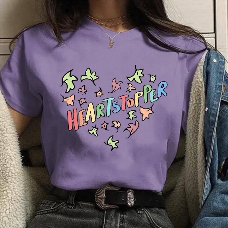New Hot Fashion Heartstopper Regiment Printed T-Shirt Women's Fashion Casual Personalized Heartstopper Round Neck T-Shirt Shirt